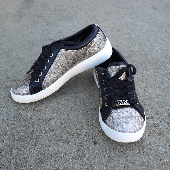 Michael Kors MK Glitter Logo Low Top Sneakers Youth 1 - Picture 1 of 9